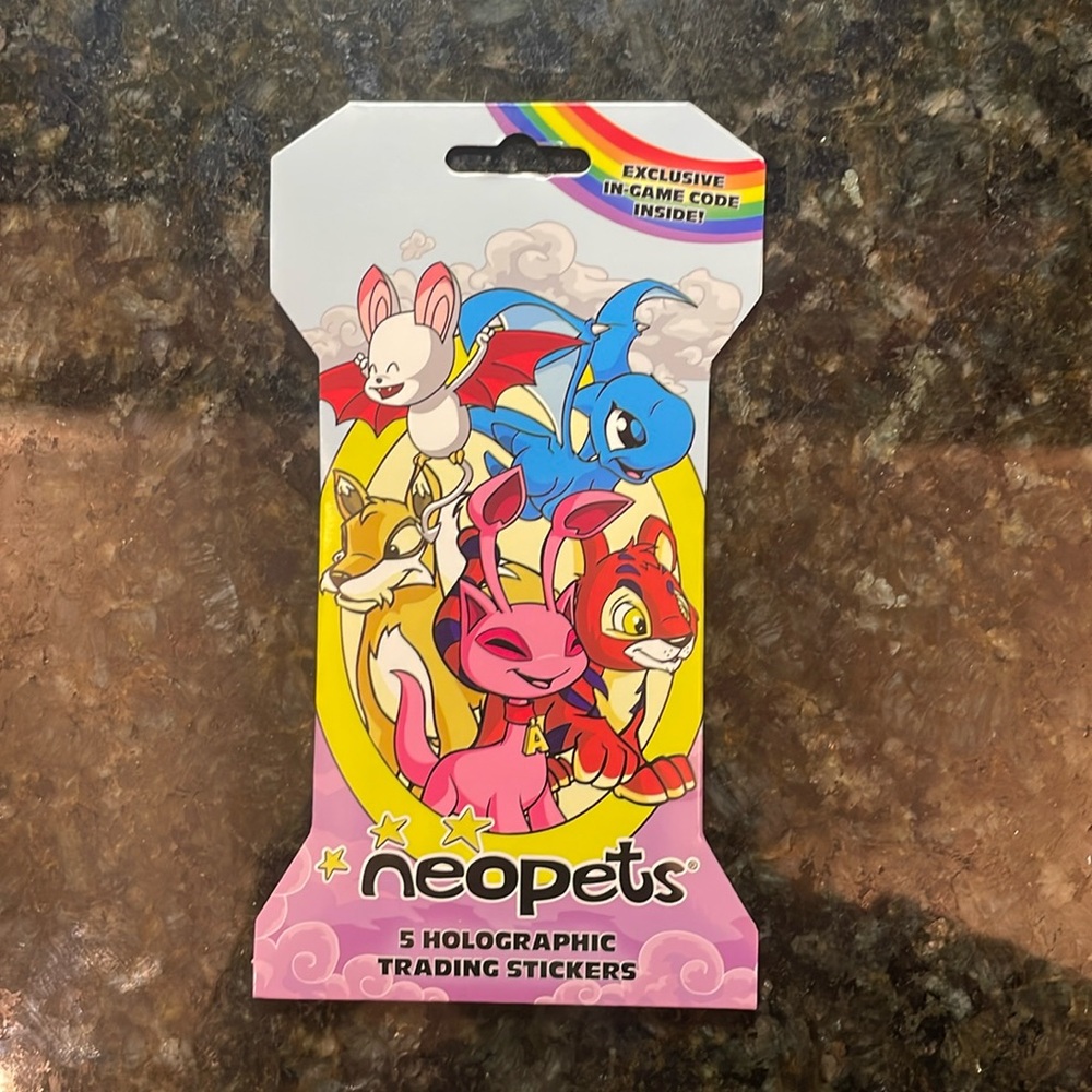 Neopets 5 holographic trading stickers